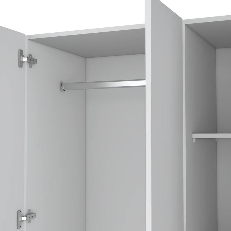 18.9" Modern Armoire with Mirror, Two Drawers and Hanging Rod for Bedroom