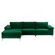 Velvet Upholstered L-Shape Sectional Sofa - Green