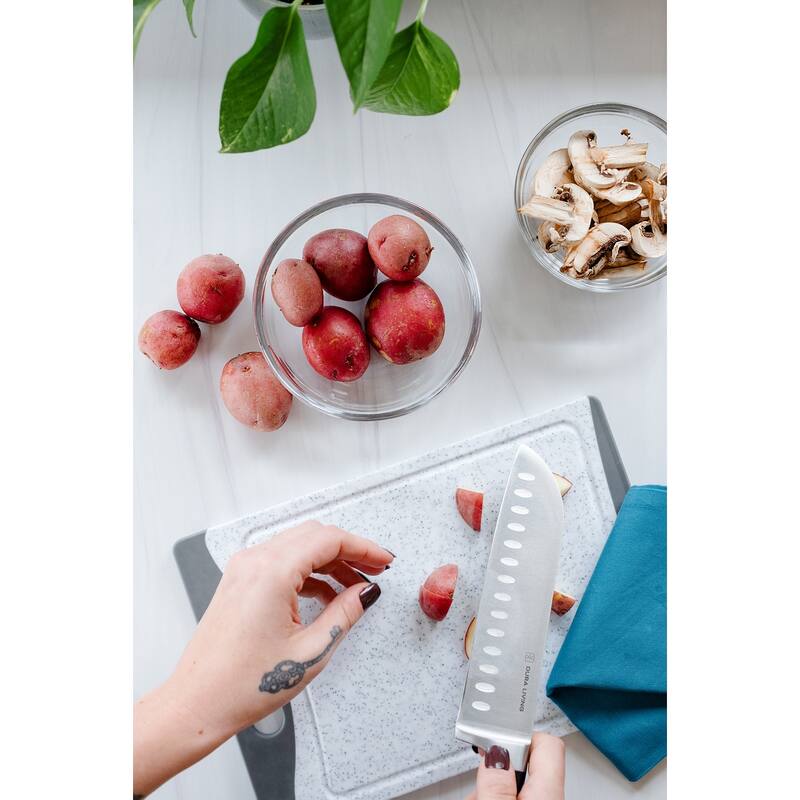 Dura Living 7-inch Hollow Edge Santoku Knife - High Carbon Stainless Steel