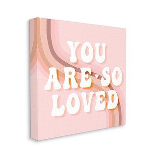 Stupell You Are So Loved Phrase Retro Curved Rainbow Canvas Wall Art ...