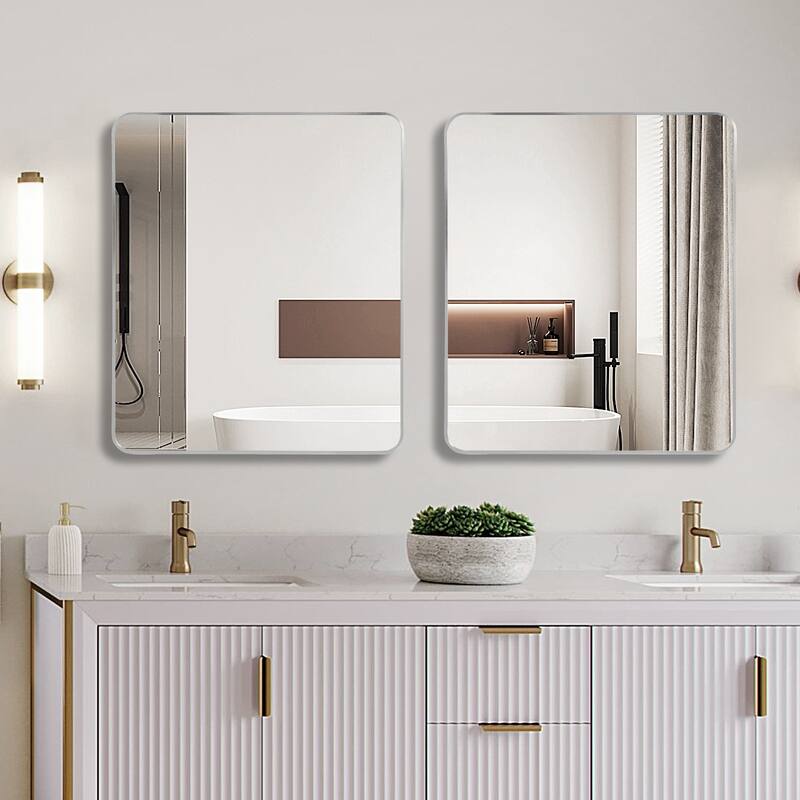GDFStudio - Lucentia Luxury Modern Rectangular Bathroom Vanity Decorative Mirror with Metal Frame & Clean Architectural Profile