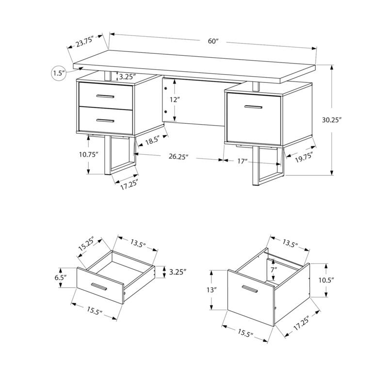 Stylish 60-Inch Computer Desk with Storage Drawers, File Organization, and Easy-to-Clean Surface for Work or Study