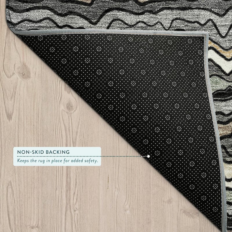 Machine Washable Indoor/ Outdoor Ziggy Stripe Chantille Rug