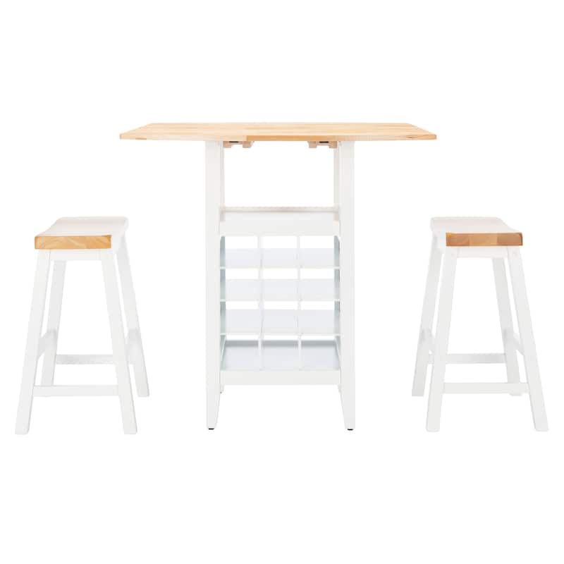 SAFAVIEH Mascha 3-Piece Set Drop Leaf Pub Table - 36" W x 36" L x 36" H - 36Wx36Dx36H