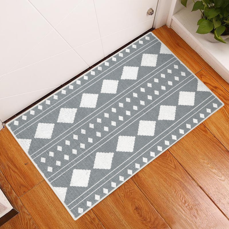 Sussexhome Heavy Duty Ultra Thin Non Slip Washable Cotton Indoor Rug - 2' x 3' - Gray
