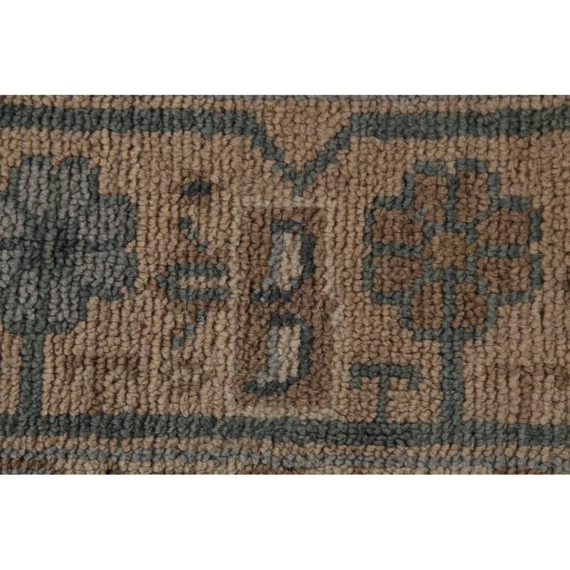 Geometric Khotan Indian Area Rug Hand-Knotted Wool Carpet - 8'10" x 11'10"