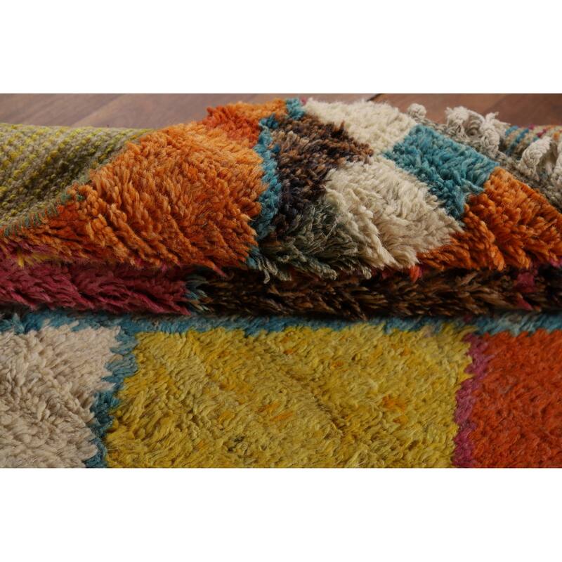 Hand Knotted Oriental 100% Wool Carpet Modern All-Over Multi-Colored Moroccan Area Rug - 6' 3'' X 4' 0''