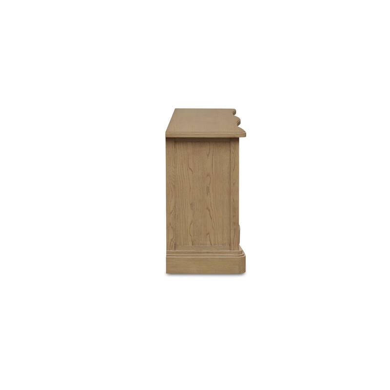 Lioren Dresser, Solid Oak, 6 Drawers, Curved Front, Brass Handles, Warm Brown