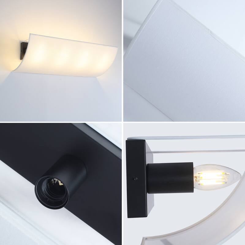 3-Light Modern Minimalist Rectangular Black & White Wall Sconce - Matte Black