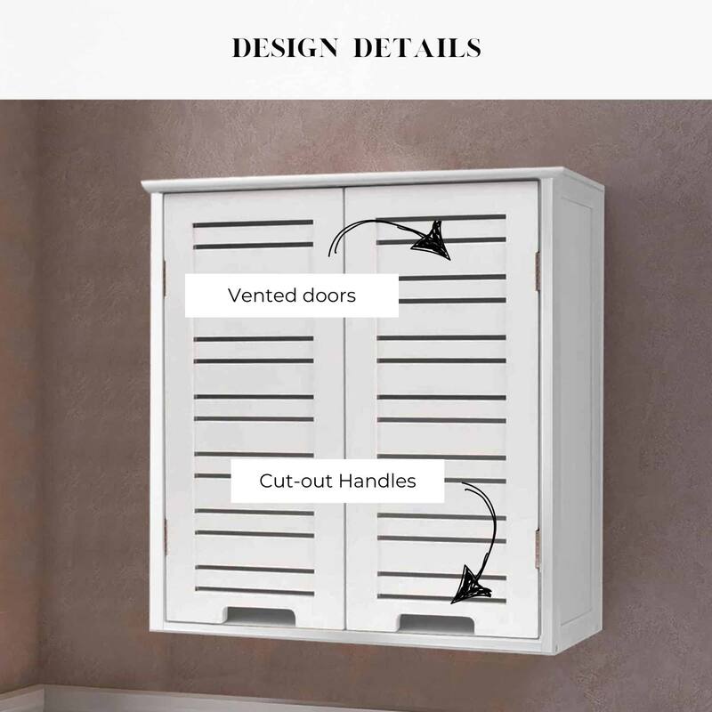 Miami White Wall-Mounted Bathroom Cabinet with Double Vented Doors - 20.50"L x 8.70"W x 21.70"H