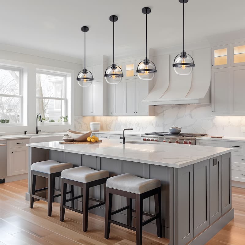 Starsky 1-Light 9in. Modern Globe Chandelier Single Glass Pendant Light(Set of 2)