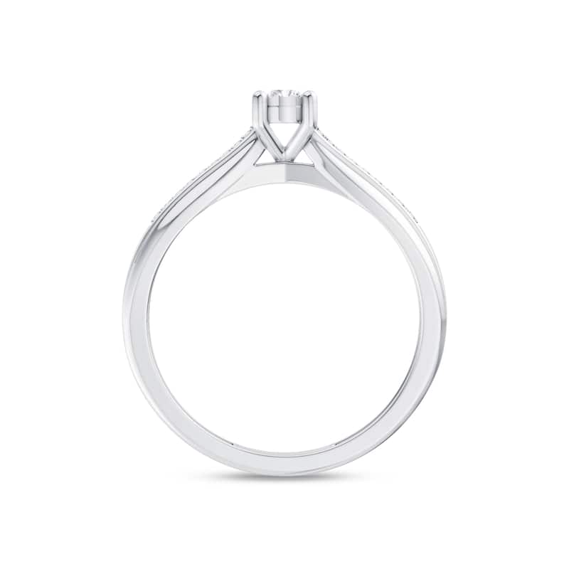 1/10ct TDW Solitaire Diamond Ring in 10K White Gold for Women
