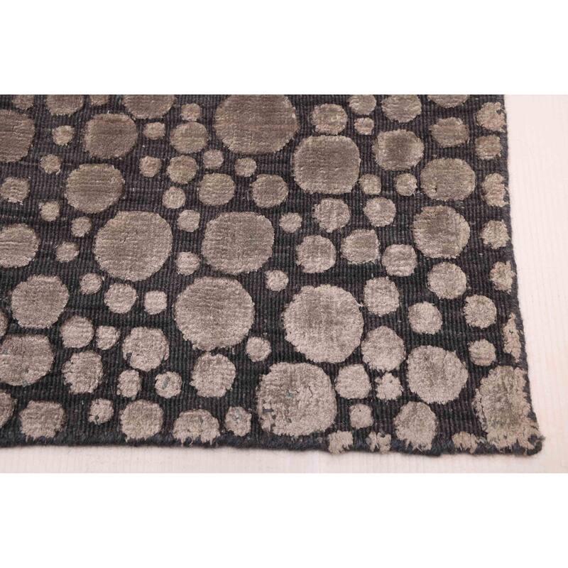 ECARPETGALLERY Hand Loomed Elysian Taupe Viscose, Wool Rug - 4'11 x 7'0