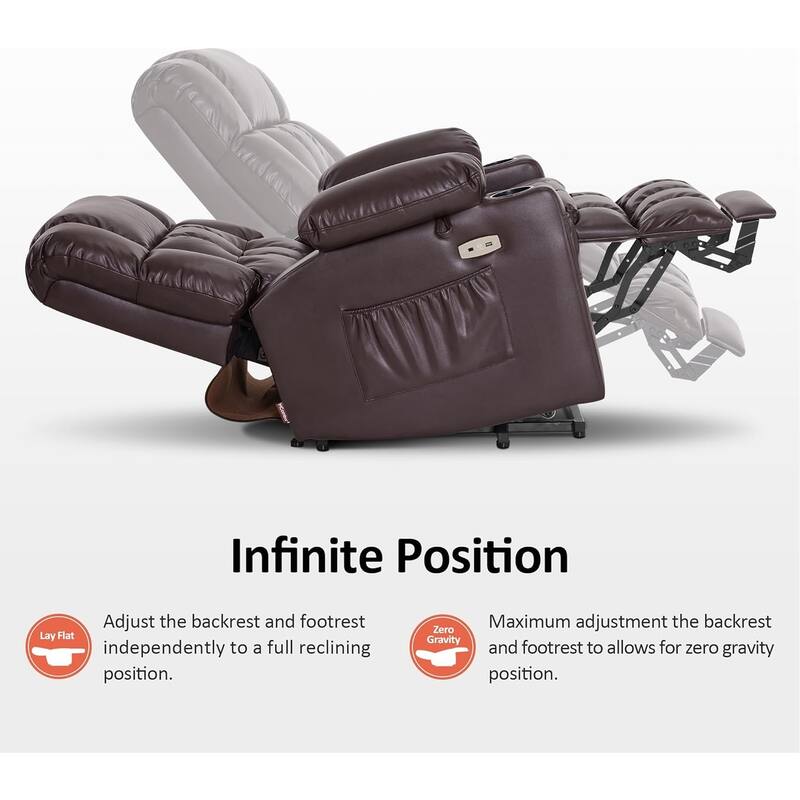 MCombo Dual Motor Small Power Lift Recliner Chair for Elderly, Lay Flat Lift Chair with Heat and Massage, Faux Leather 7893