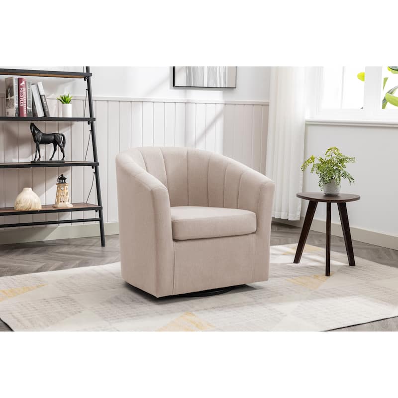 Porthos Home Matilde Swivel Fabric Barrel Accent Chair with Removable Seat Cushion