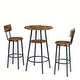 preview thumbnail 32 of 37, New Style Bar Table Set with Bar Stools PU Soft Seat with Backrest and Footrest ,1 Wooden Table(Set of 3 or Set of 5)