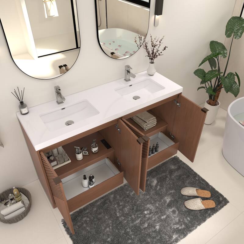 Milano 60" Freestanding Bathroom Vanity with Double White Acrylic Sink