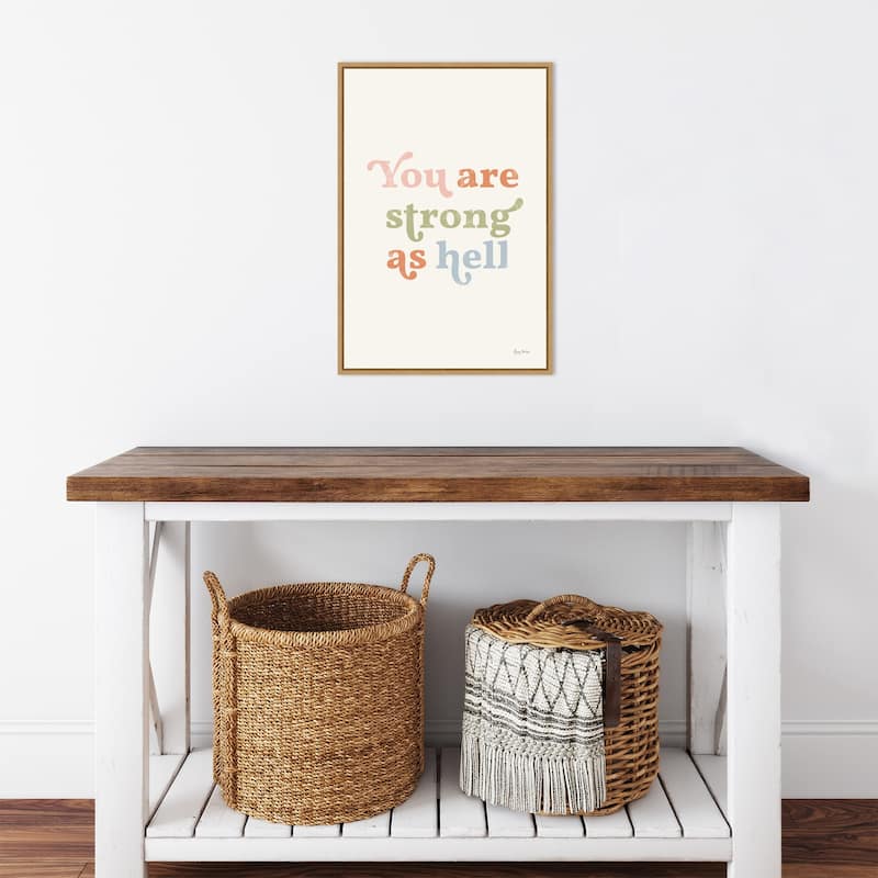 You Are Strong Pastel by Becky Thorns (16 x 23 in.), Framed Canvas Wall Art Print - Sylvie Maple