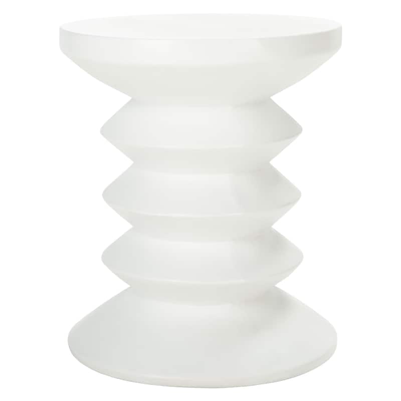 SAFAVIEH Outdoor Andrada Concrete Stool - 14.96" W x 14.96" L x 17.72" H - 15Wx15Dx18H - Ivory