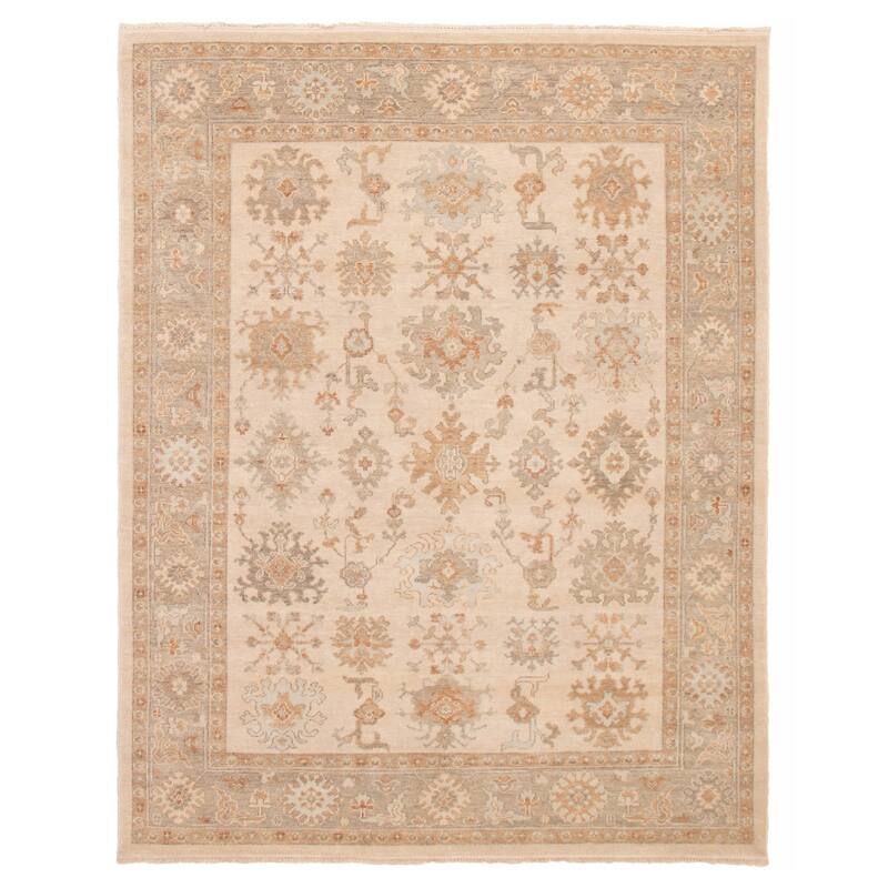 ECARPETGALLERY Hand-knotted Oushak Ivory Wool Rug - 8'0 x 10'2 - Ivory - 8'0 x 10'2