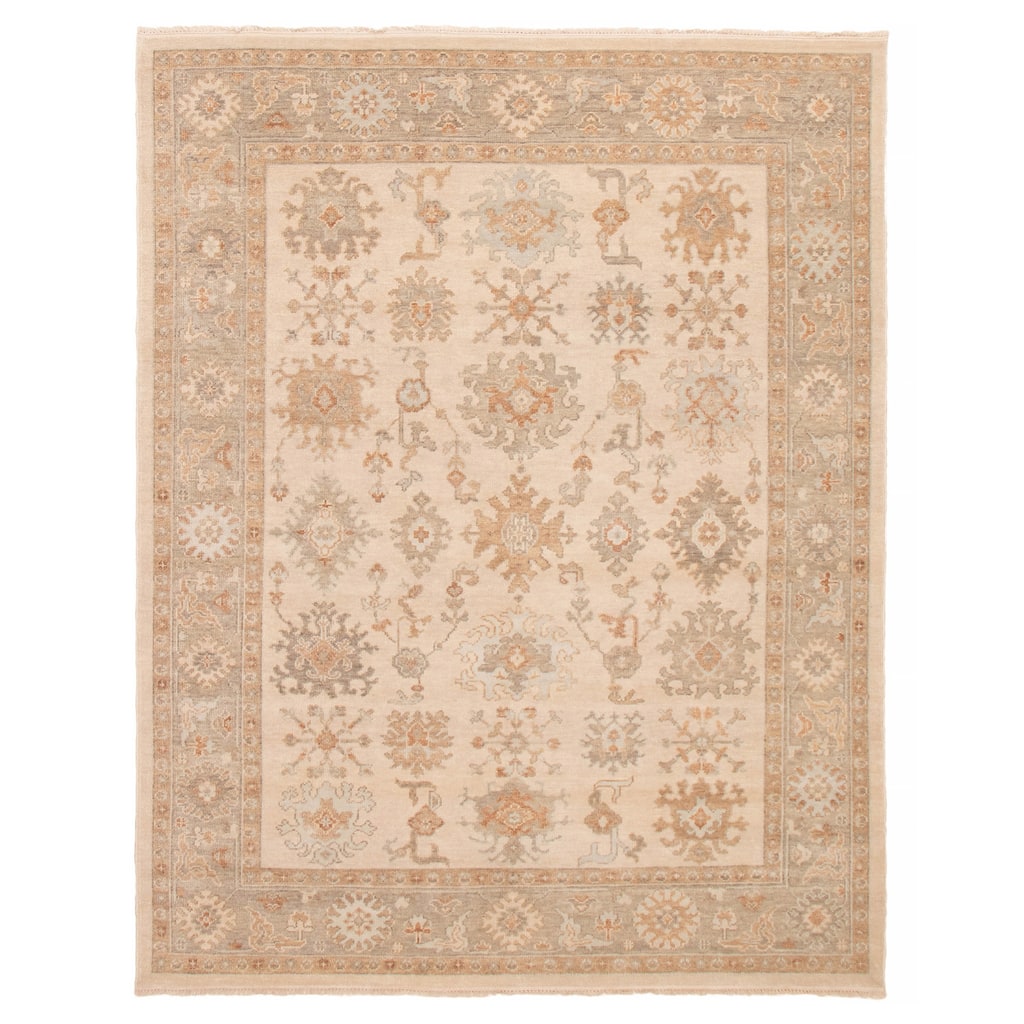ECARPETGALLERY Hand-knotted Oushak Ivory Wool Rug - 8'0 x 10'2