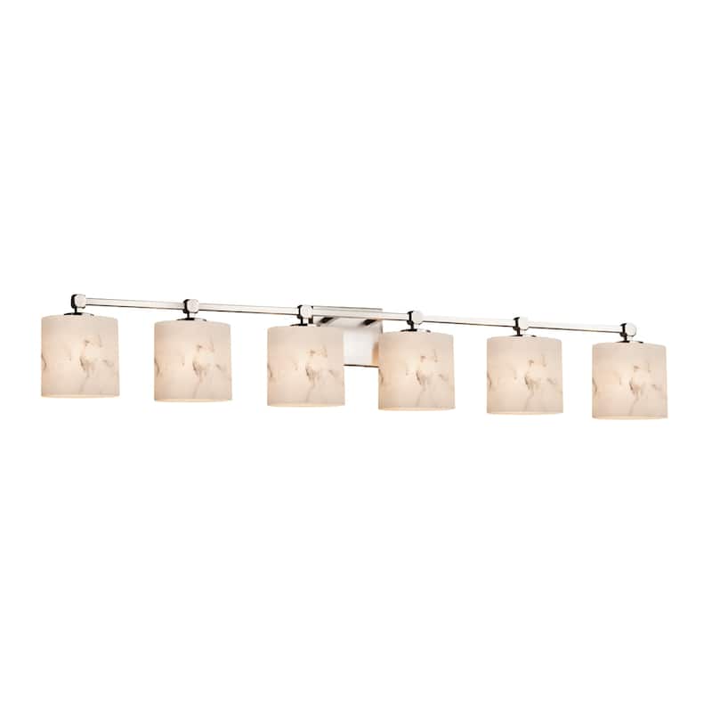 Justice Design LumenAria Tetra 6-light Brushed Nickel Bath Bar, Faux Alabaster Oval Shade - Silver
