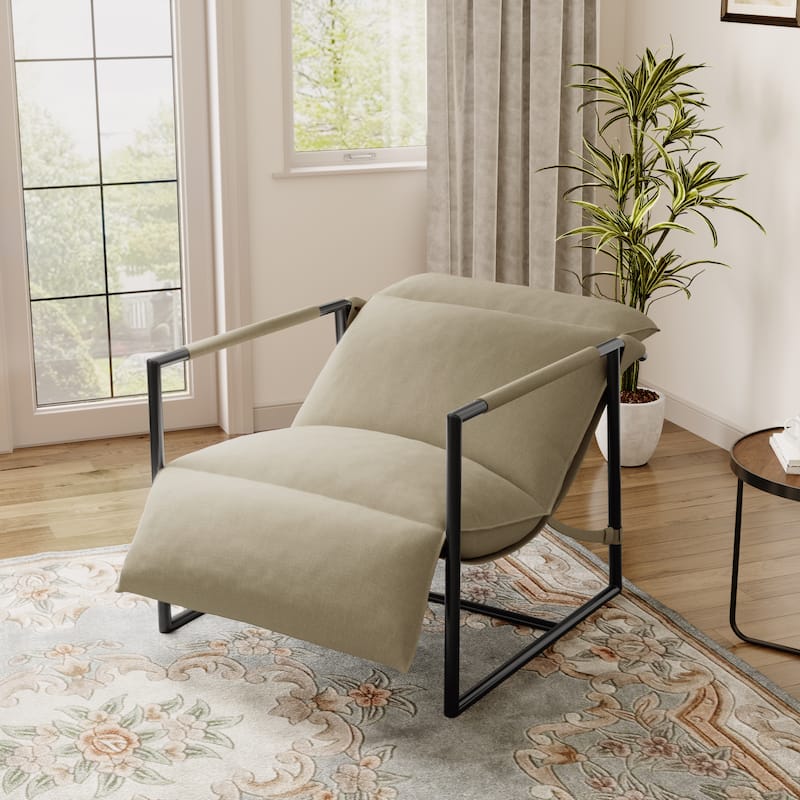 Metal Sling Accent Chair Armchair with Adjustable Headrest