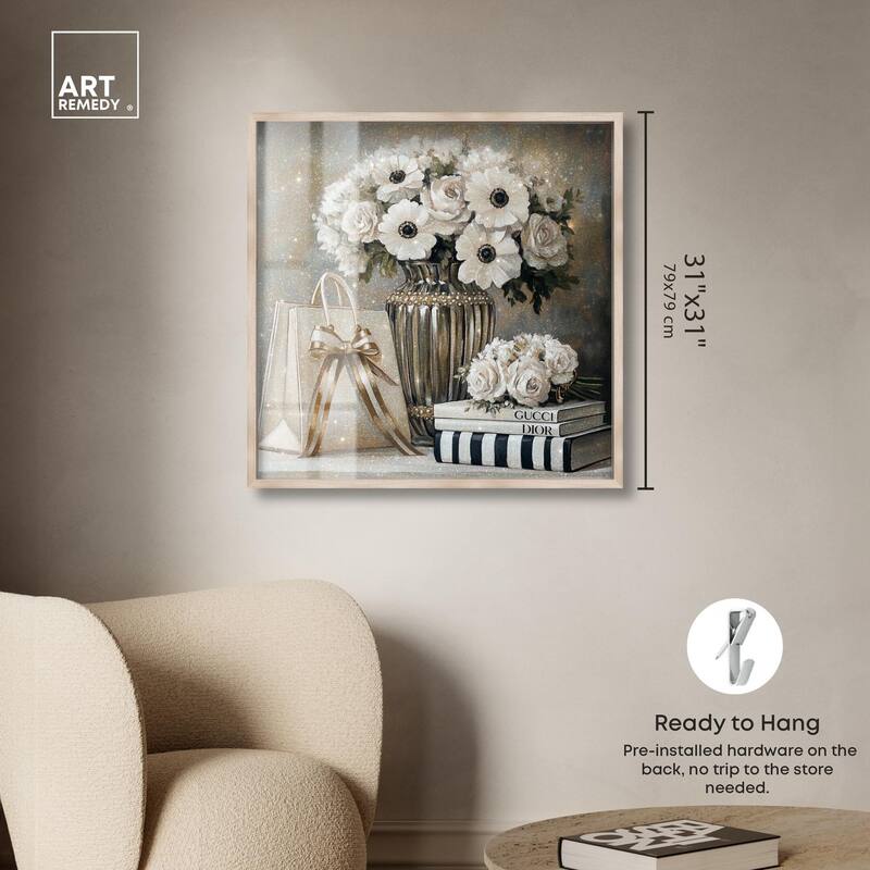 Elegant Flowers Books Neutral Shadowbox by Art Remedy
