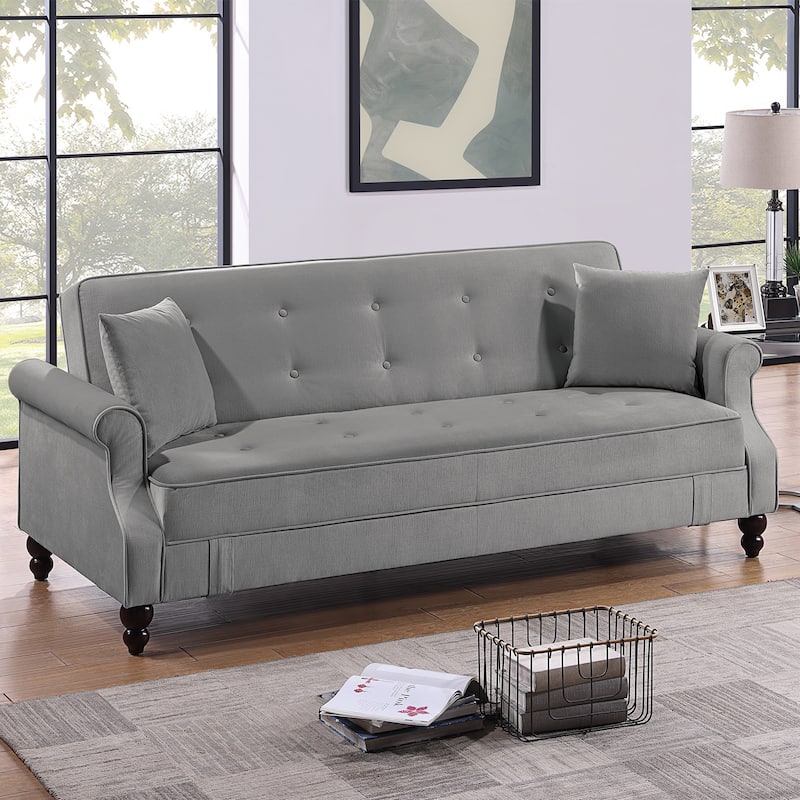 Burnt-Out Fabric Upholstered Adjustable Sofa with Storage