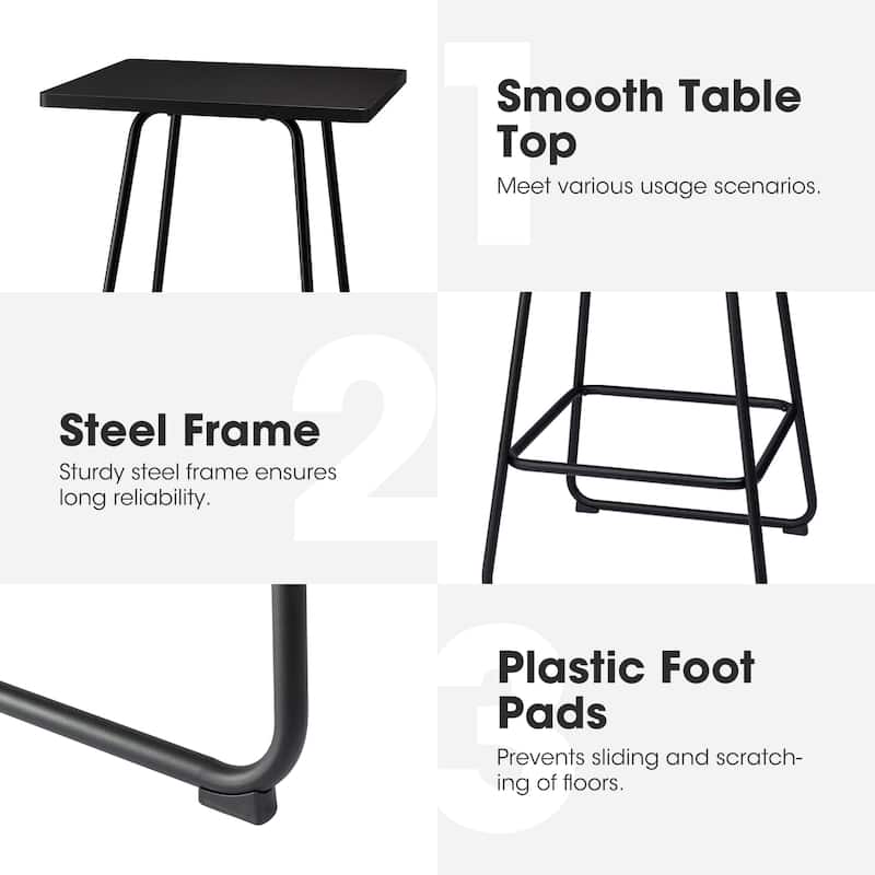 Glitzhome 41"H Industrial Modern Square Wood Top Bar Height Pub Tables
