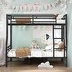 preview thumbnail 1 of 37, Full XL Over Queen Metal Bunk Bed with Guardrails and Ladder Black