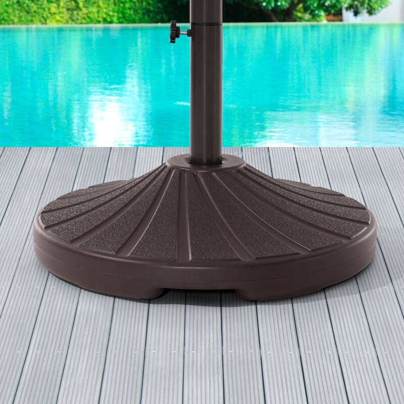 BONOSUKI 57-90LB Round Dark Brown HDPE Patio Umbrella Base