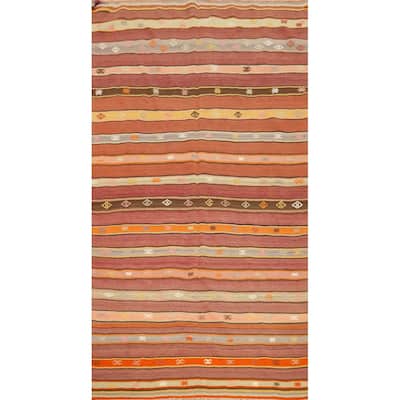 Hand Woven Oriental 100% Wool Carpet Southwestern Tribal Oranges & Rust Kilim Area Rug - 7' 11'' X 4' 6''