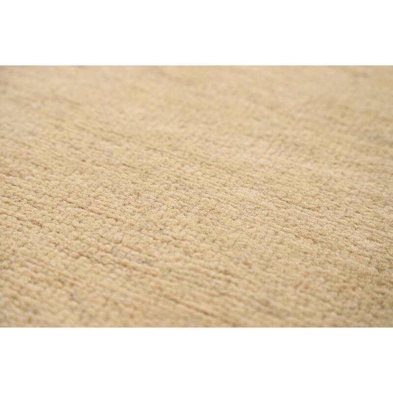 Gabbeh Modern Rug Solid Beige Hand-Knotted Wool Carpet - 5'3"x 6'6"