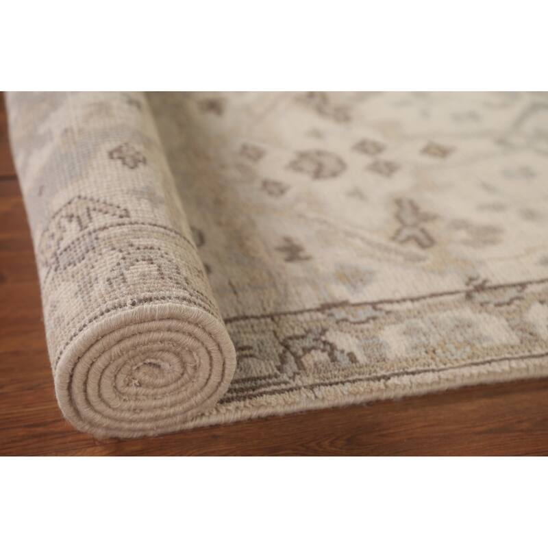 Ivory / Beige Oushak Oriental Runner Rug Handmade Wool Carpet - 2'7"x 11'10"