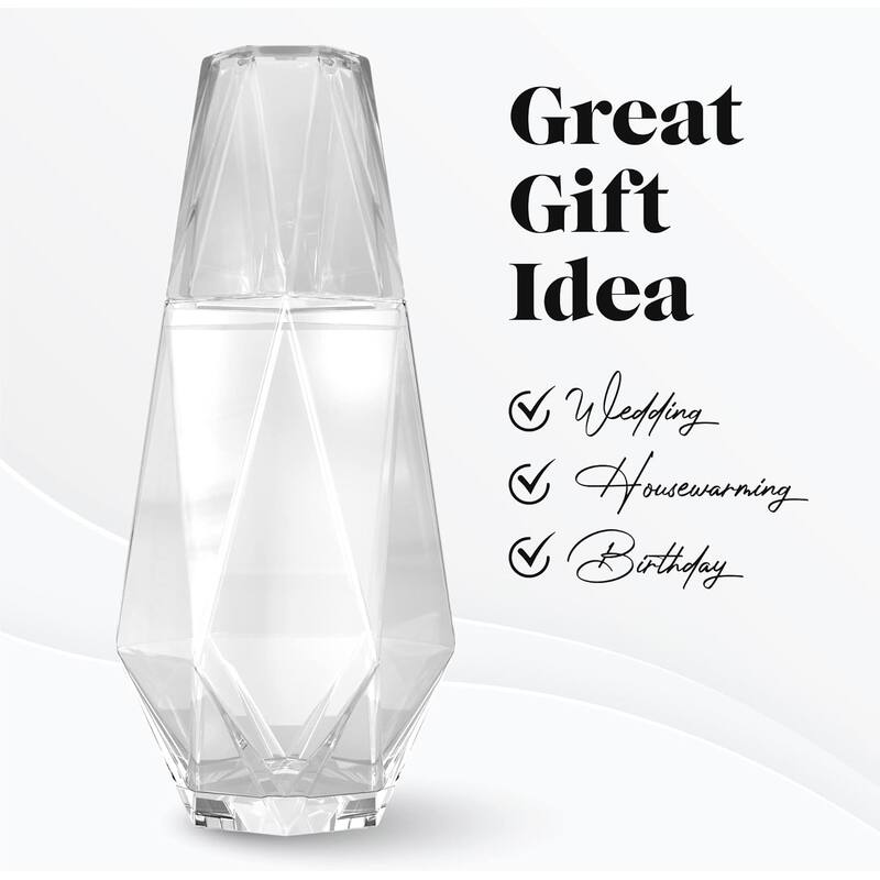 Fifth Avenue Crystal Geometric Glass Water Carafe and Tumbler - 37 Oz