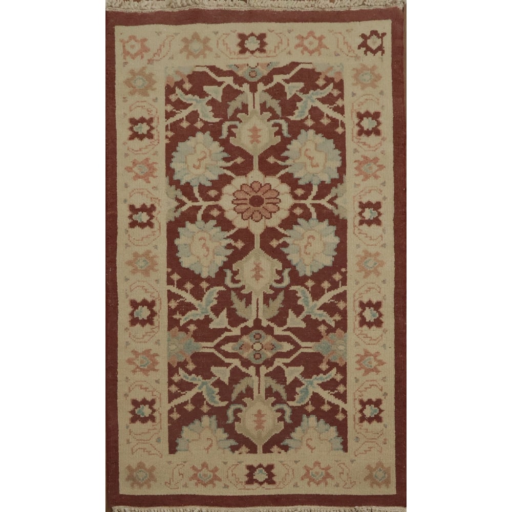 Hand Knotted Oriental 100% Wool Carpet Traditional All-Over Oranges & Rust Ziegler Area Rug - 3' 9'' X 2' 0''