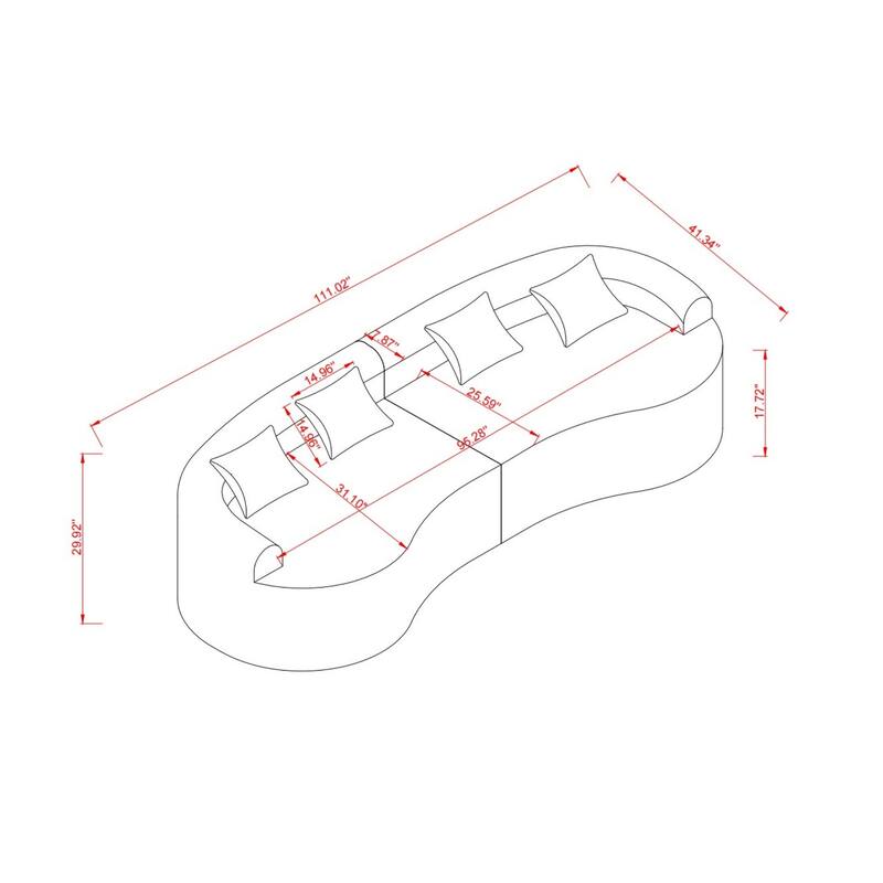 111.02" Curved Chenille Sectional Sofa, No Assembly Required