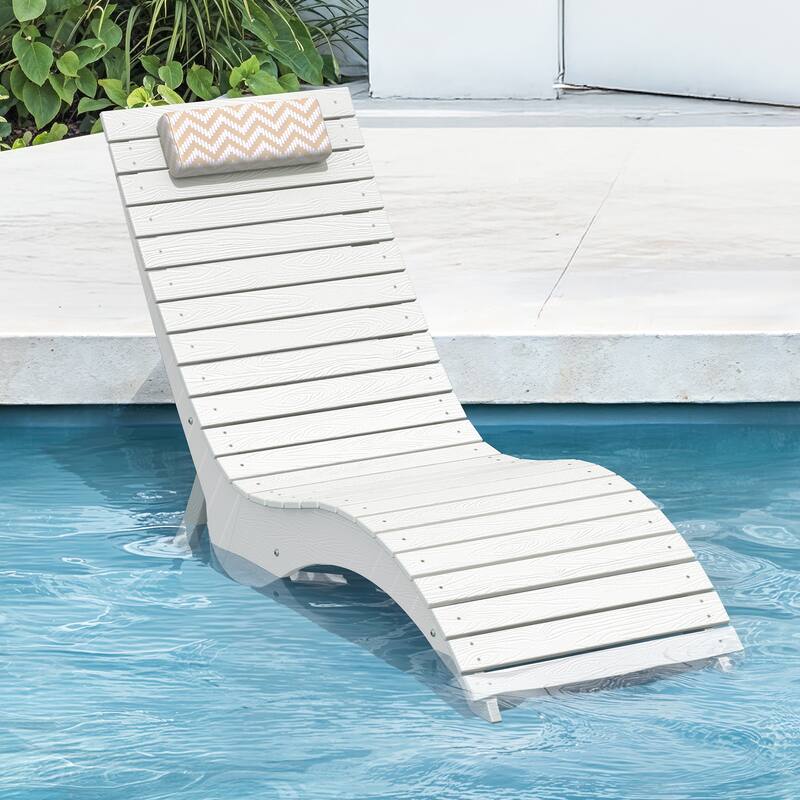 Water-Resistance Pool Lounger for Deck, Pool, or Courtyard - White