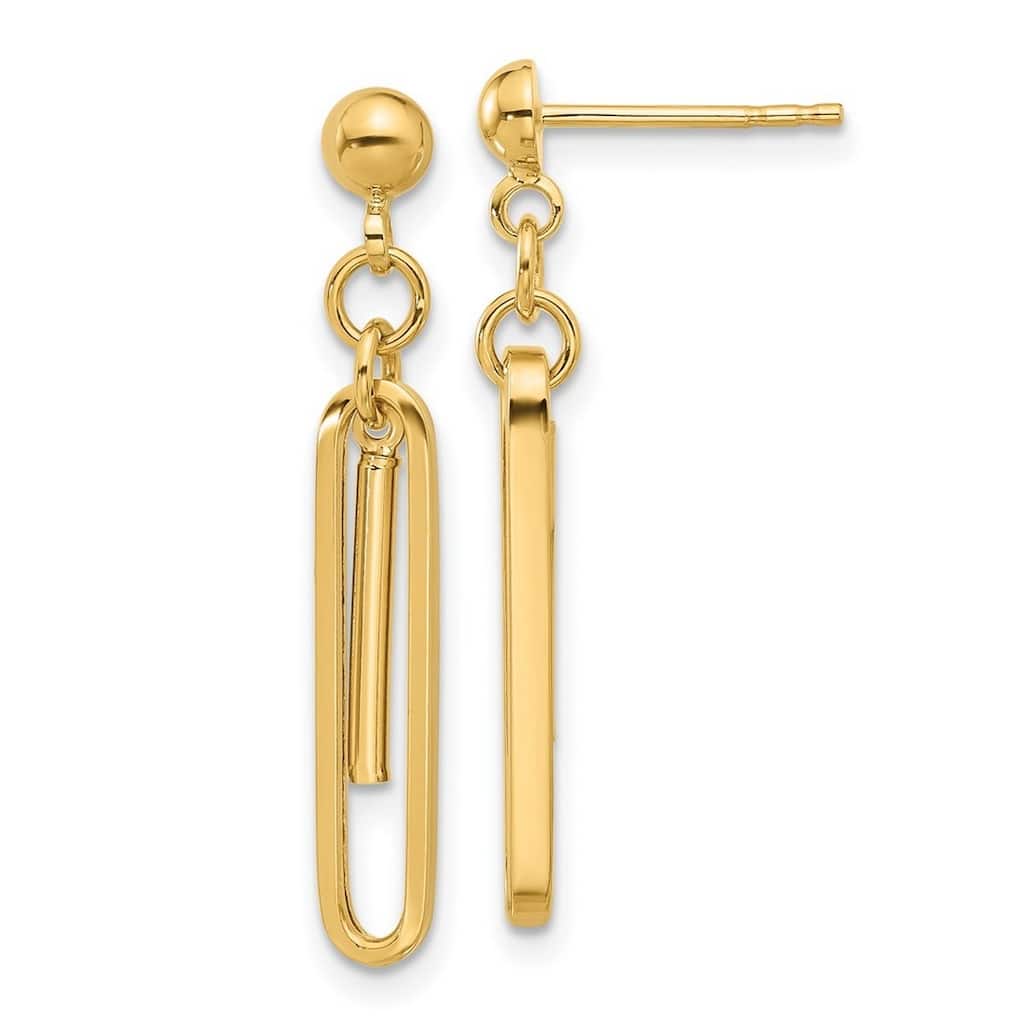 Curata 14k Yellow Gold Polished Paperclip Guardian Angel Earrings - 29.95x4.27mm