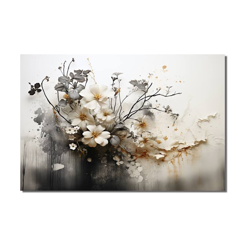 Designart "Bohemian Earthly Floral Collage I" Abstract Wall Art Living Room