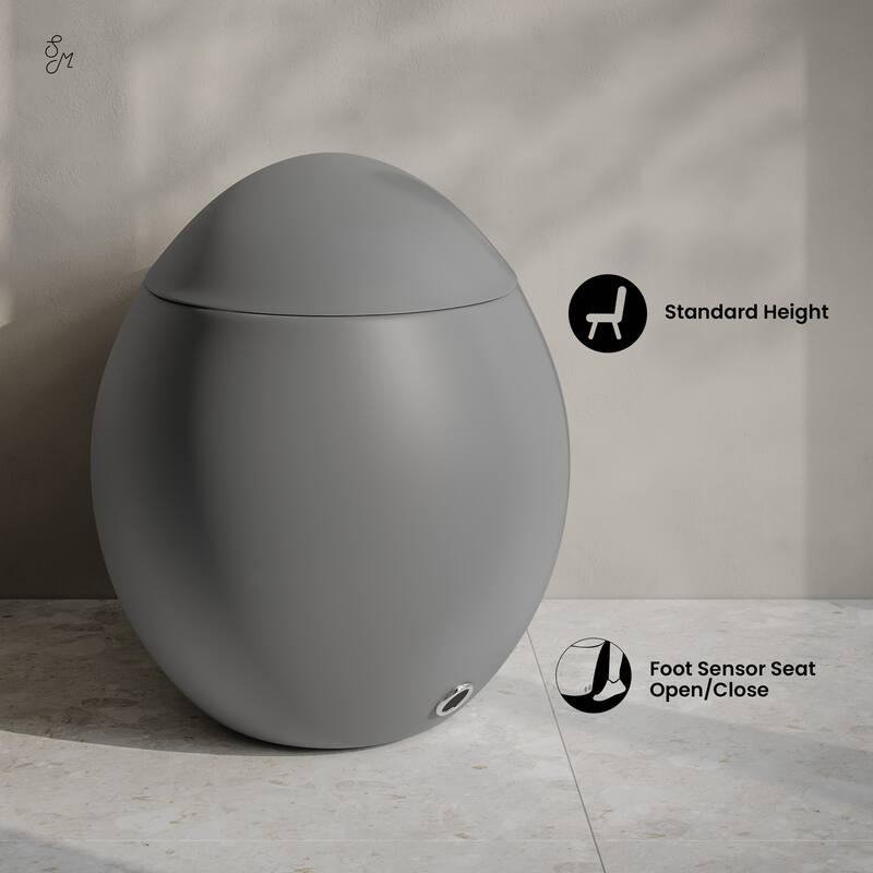 Plaisir Smart One-Piece 1.28 Gpf Single Flush Toilet In Matte Gray