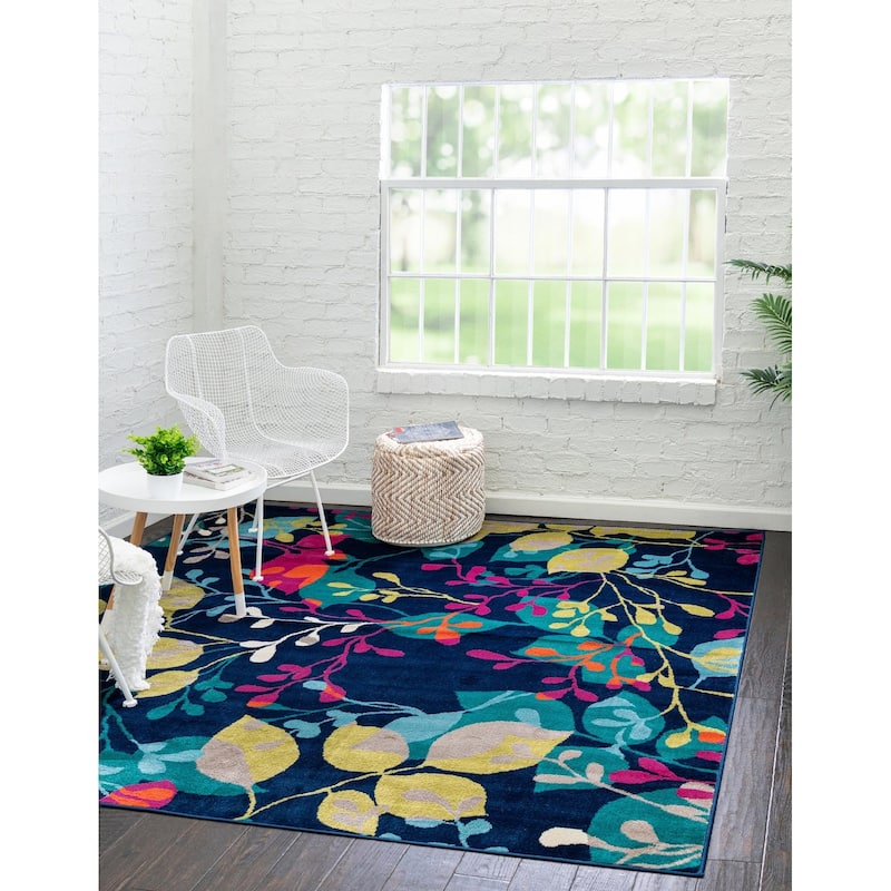 Contemporary Chorisia Collection Area Rug - 10' Square - Navy Blue