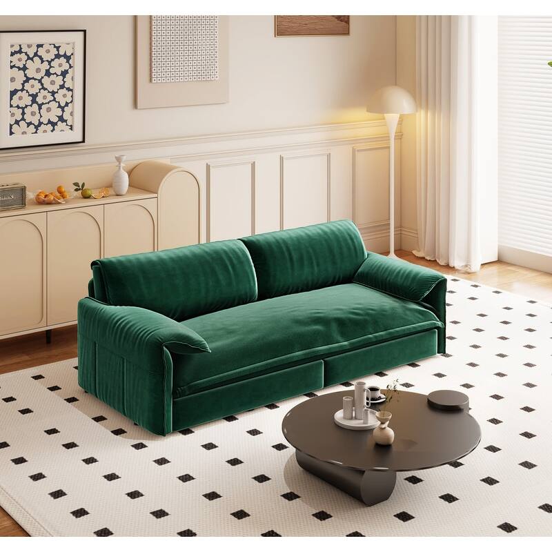 66" Queen Pull Out Sofa Bed, 3-in-1 Convertible Sleeper Sofa with Side Storage