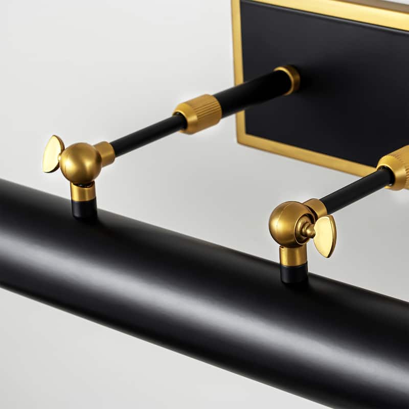 23.8" Vintage Industrial Black&Gold Linear LED Bathroom Vanity Light, Picture Lights - 23.8 in. W x 9.4 in. H x 11.4 in. D