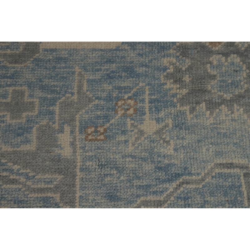 Hand Knotted Oriental 100% Wool Carpet Transitional All-Over Navy Blue & Blues Oushak Area Rug - 14' 11'' X 10' 11''