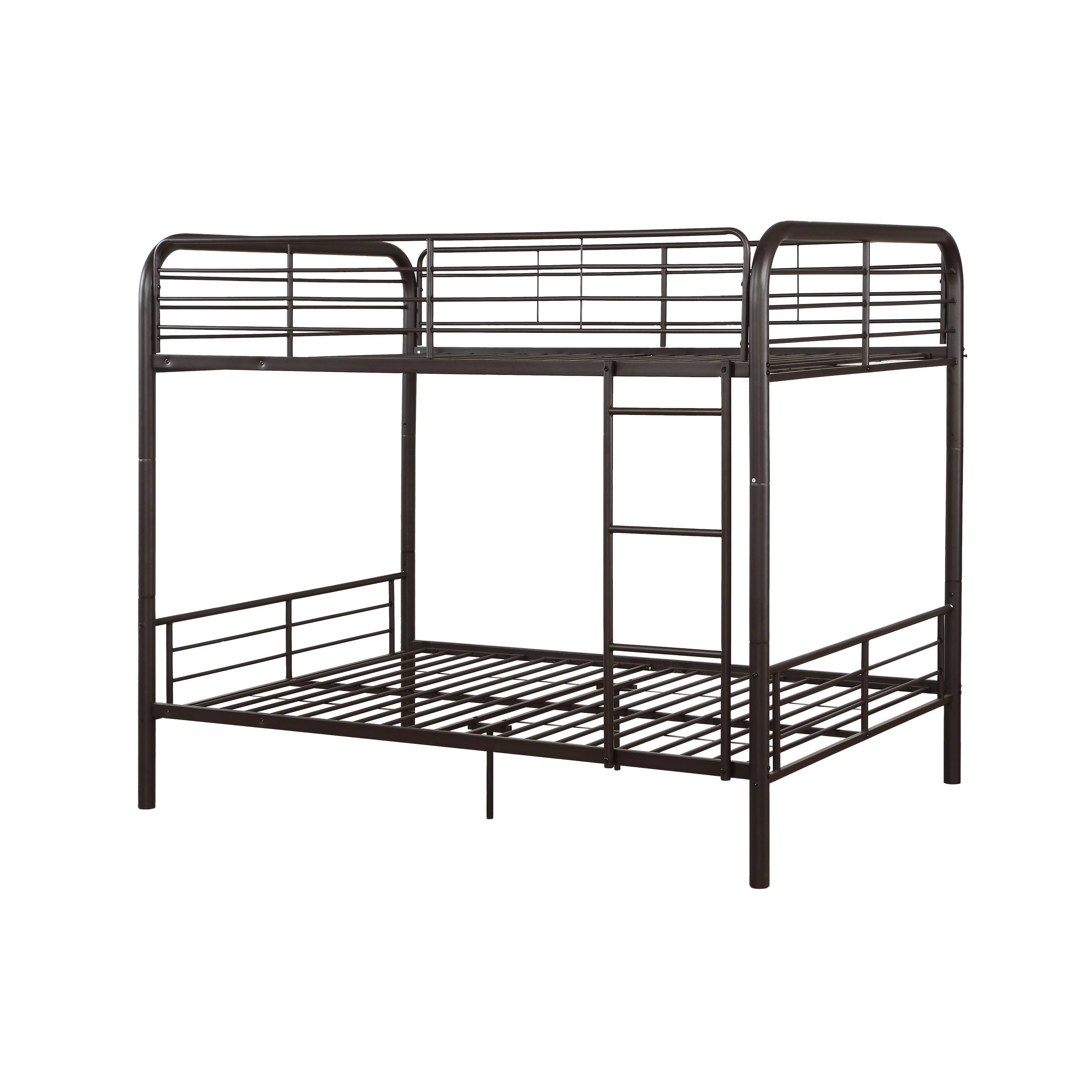 Bristol Metal Bunk Bed (Full over Full) in Gunmetal with Guardrails and