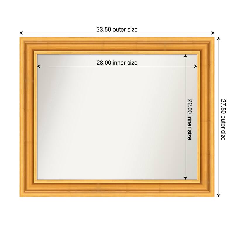Sierra Non-Beveled Wood Framed Bathroom Vanity Wall Mirror - 34 x 28 in - Sierra Gold