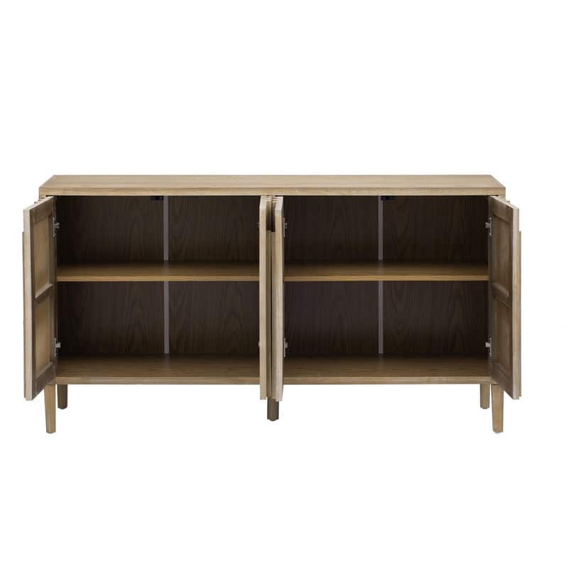 Farmhouse 59.8" Four Door Sideboard with Solid Ash Veneer Storage Buffet TV Stand