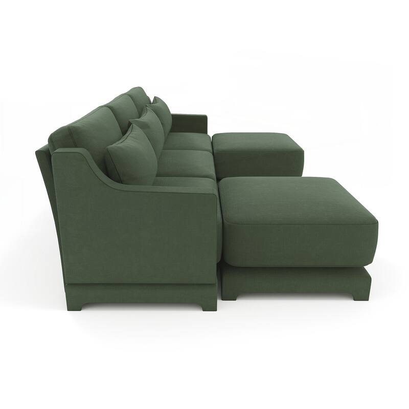 Three-Seater Sofa with 2 Movable Ottomans